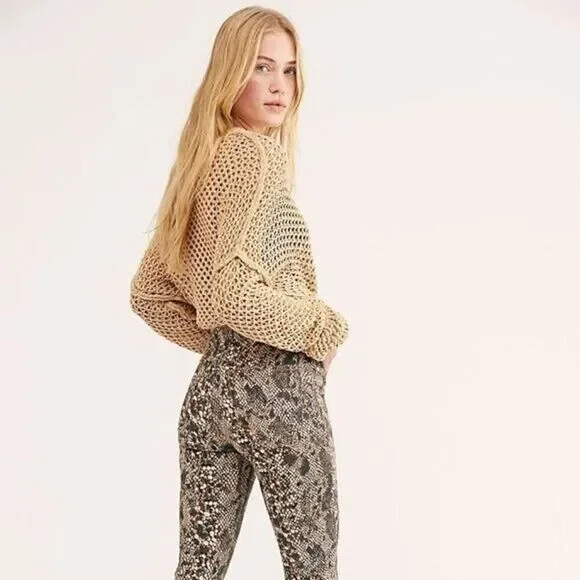 Free People Womens Raw High Rise Snake Print Jeggings Size 29 - Picture 2 of 12